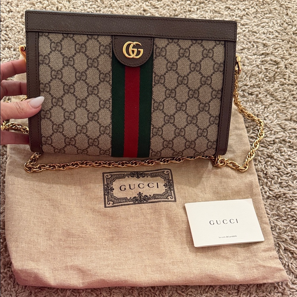 Gucci Ophidia Beige and Green Crossbody Bag